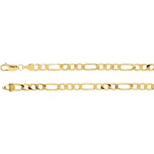 14k Yellow Gold 5mm Solid Figaro 7" Chain