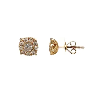 14K Yellow Gold Cluster Diamond Studs