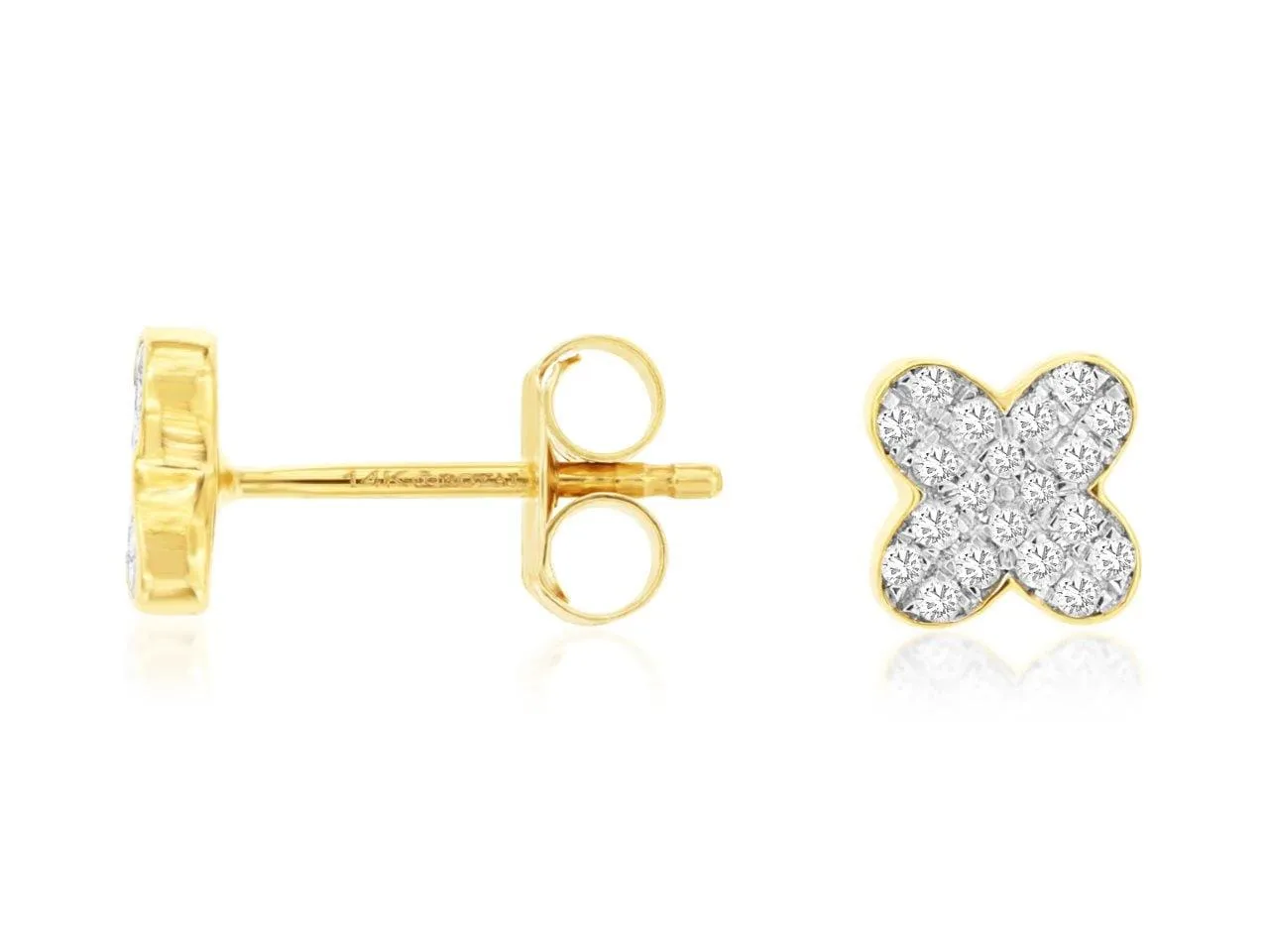 14K Yellow Gold Diamond Cluster Van Cleef Earrings
