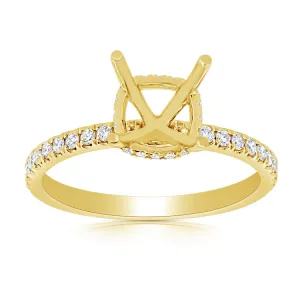 14K Yellow Gold Diamond Cushion Under Halo Mounting