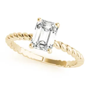 14K Yellow Gold Emerald Cut Diamond Twisted Shank Solitaire Engagement Ring (1ct)