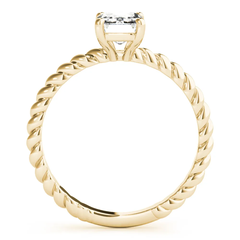 14K Yellow Gold Emerald Cut Diamond Twisted Shank Solitaire Engagement Ring (1ct)