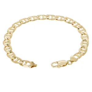 14k Yellow Gold Solid Anchor Mariner Link Chain Bracelet 7.7mm Various Lengths