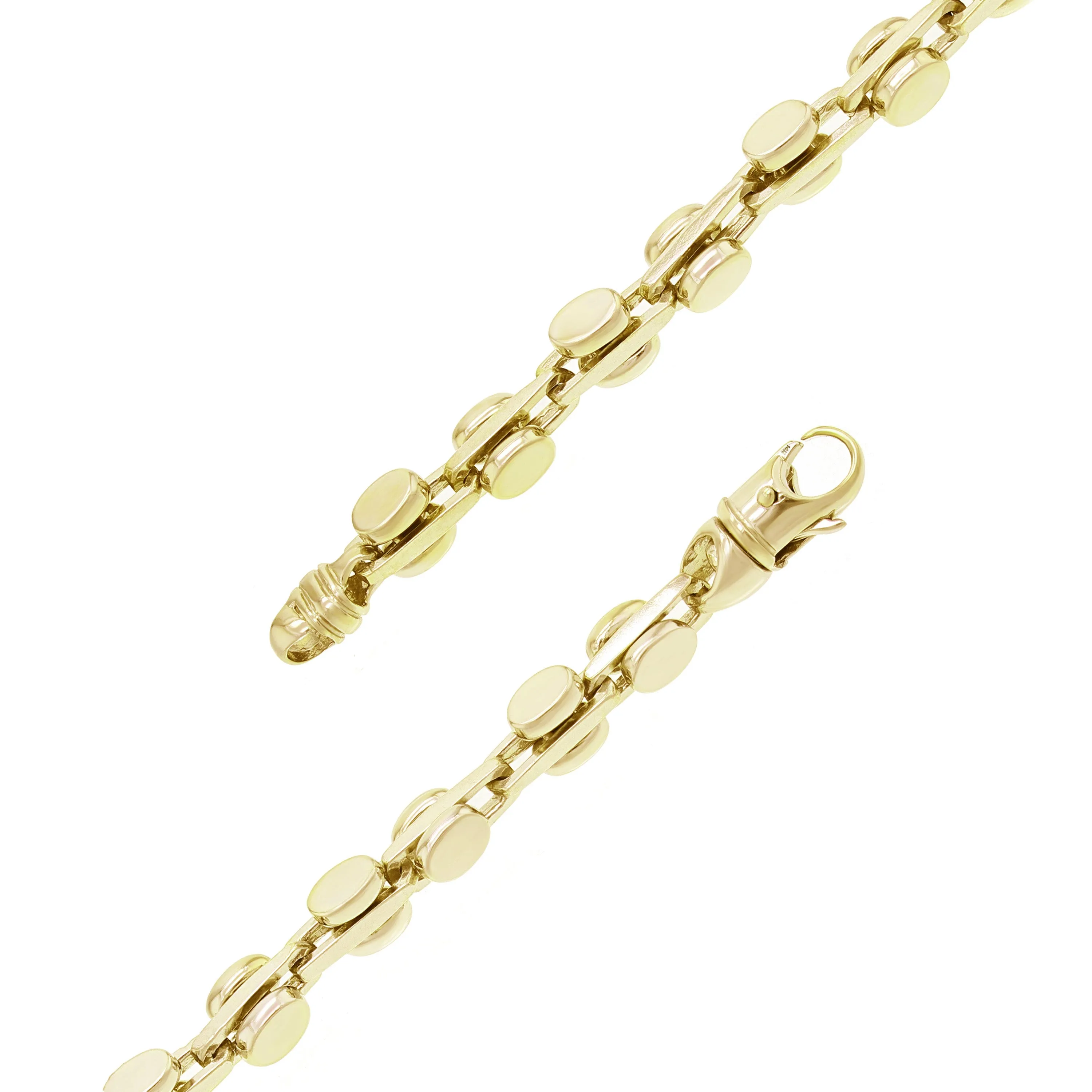 14k Yellow White or Rose Gold Solid Handmade Fashion Link Bracelet 7" -  9" 6mm