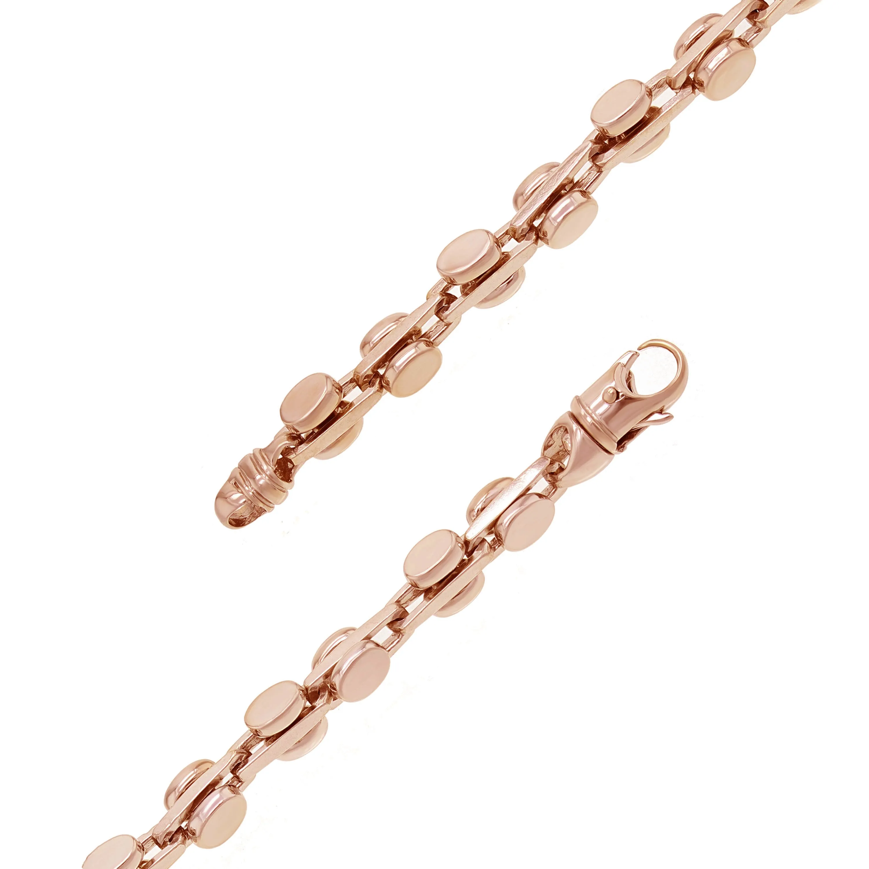 14k Yellow White or Rose Gold Solid Handmade Fashion Link Bracelet 7" -  9" 6mm
