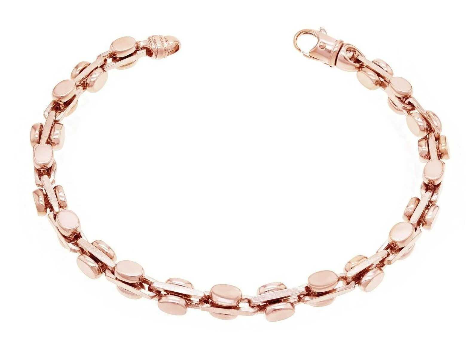 14k Yellow White or Rose Gold Solid Handmade Fashion Link Bracelet 7" -  9" 6mm