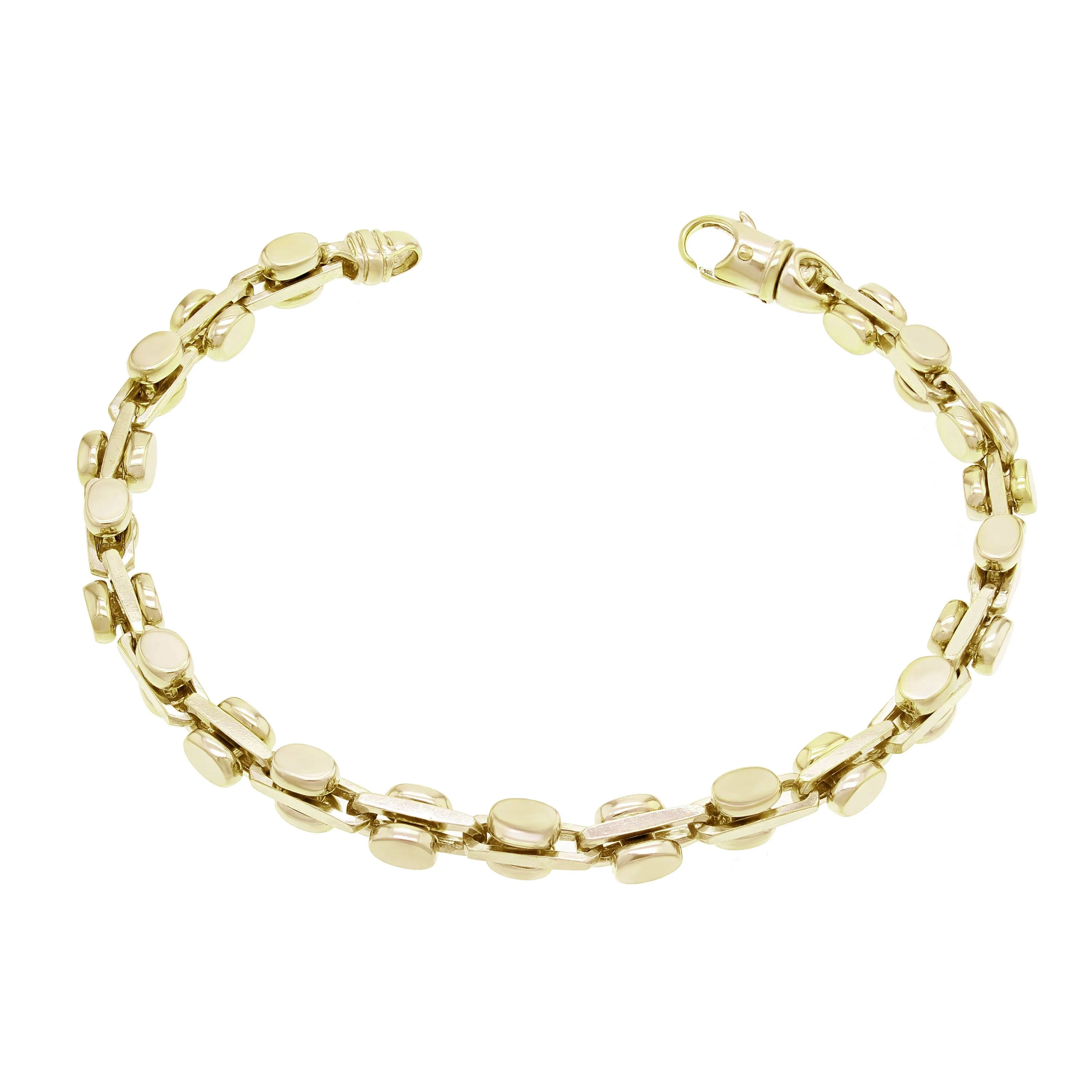 14k Yellow White or Rose Gold Solid Handmade Fashion Link Bracelet 7" -  9" 6mm