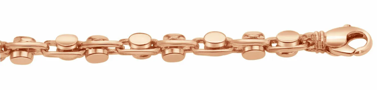 14k Yellow White or Rose Gold Solid Handmade Fashion Link Bracelet 7" -  9" 6mm