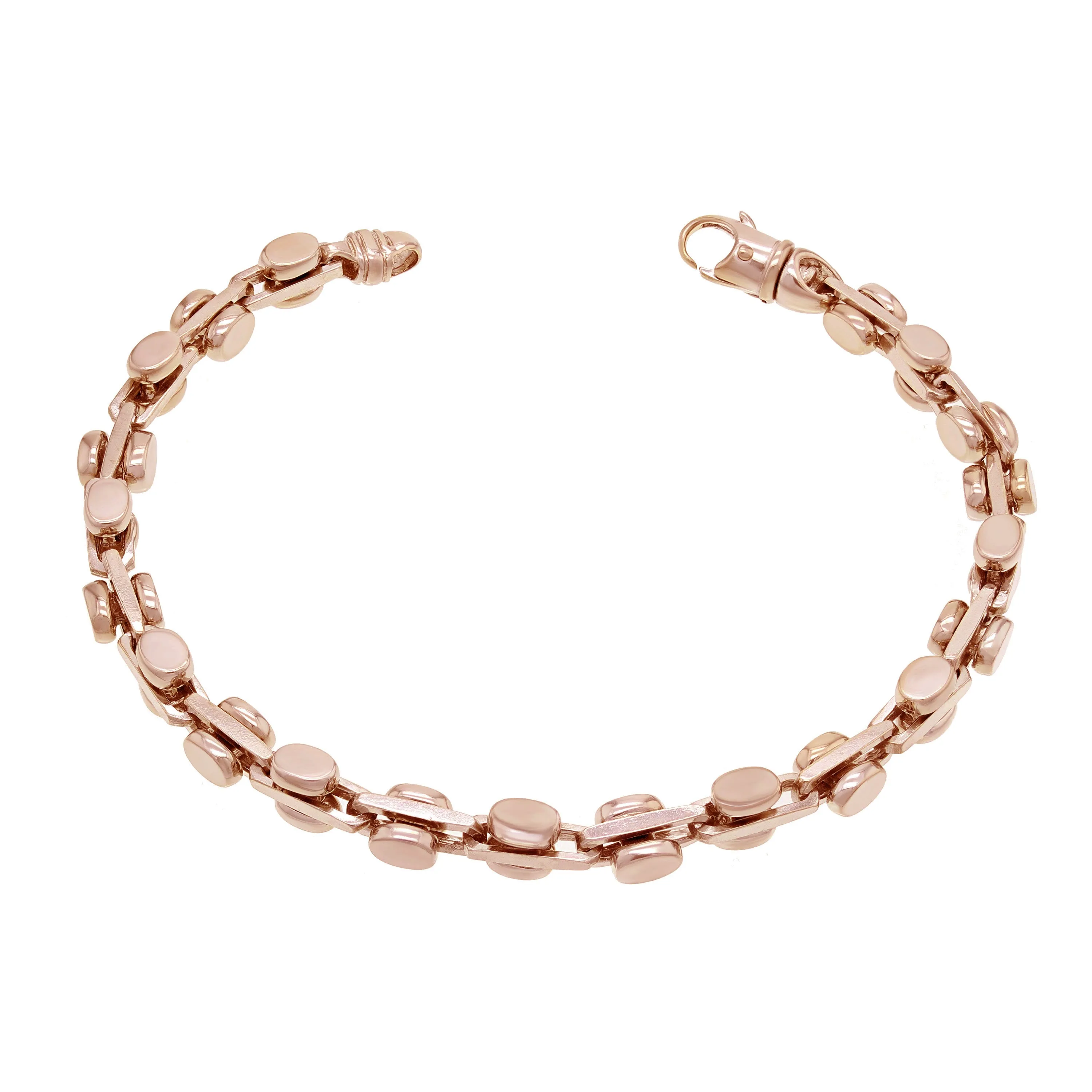 14k Yellow White or Rose Gold Solid Handmade Fashion Link Bracelet 7" -  9" 6mm
