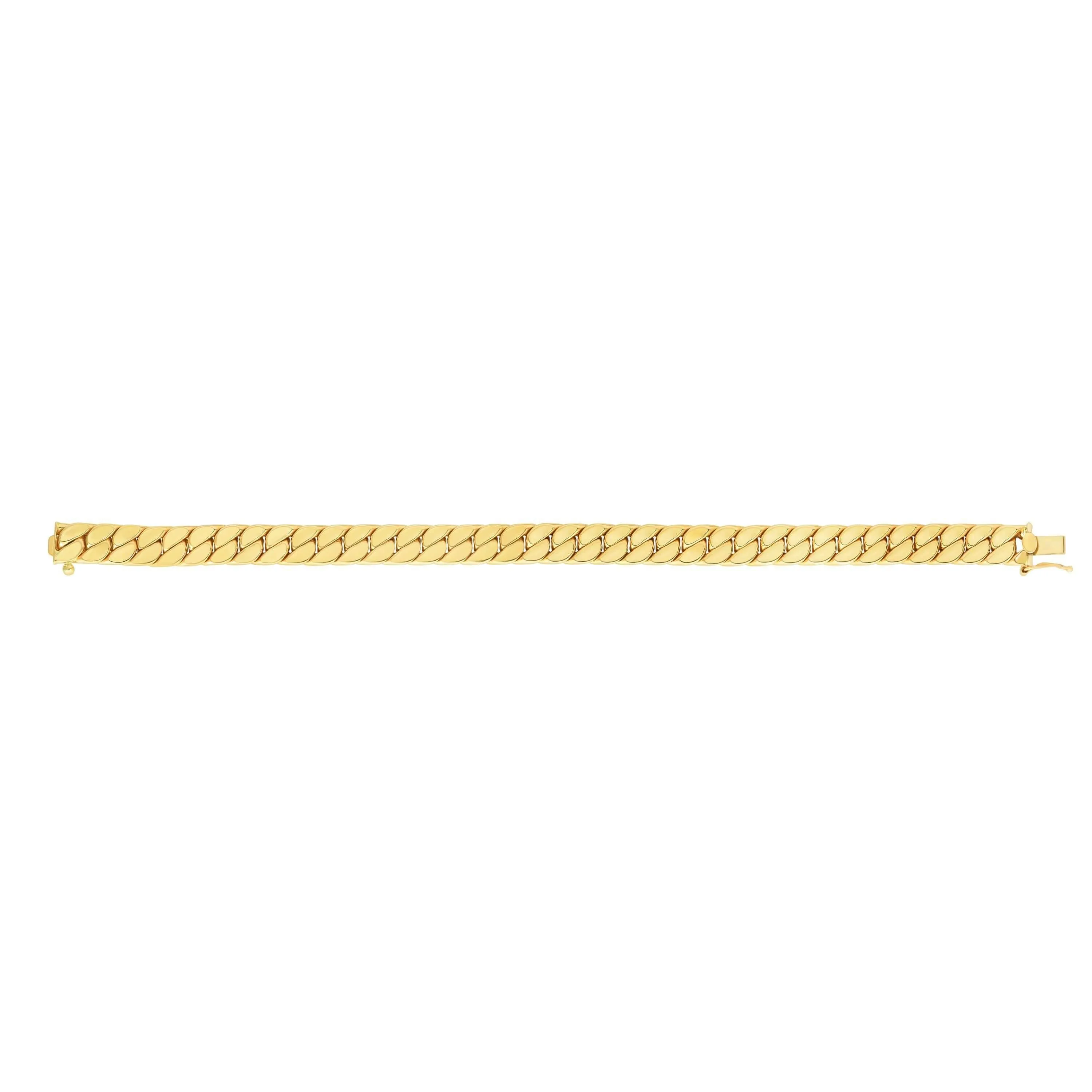 14kt Gold 8 inches Yellow Finish 8mm Polished Miami Cuban Bracelet with Box Figure 8 Clasp