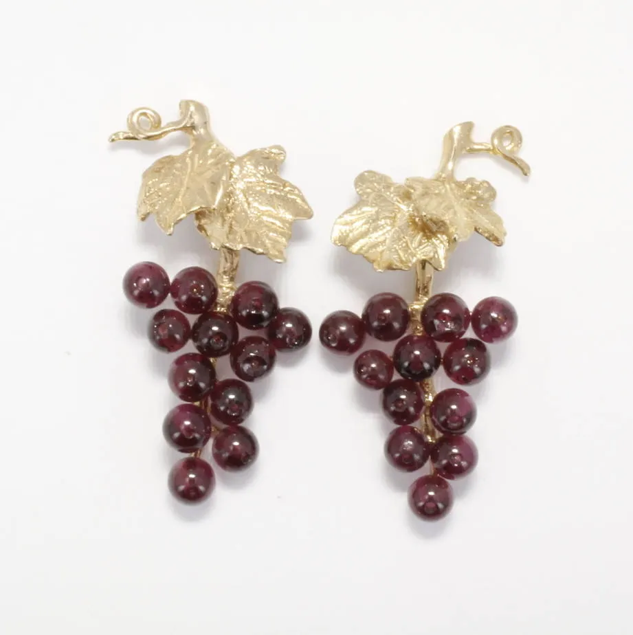 14kt. Gold Garnet Red Grape Cluster Earrings