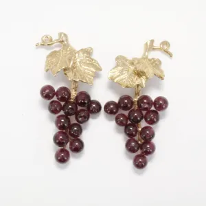 14kt. Gold Garnet Red Grape Cluster Earrings