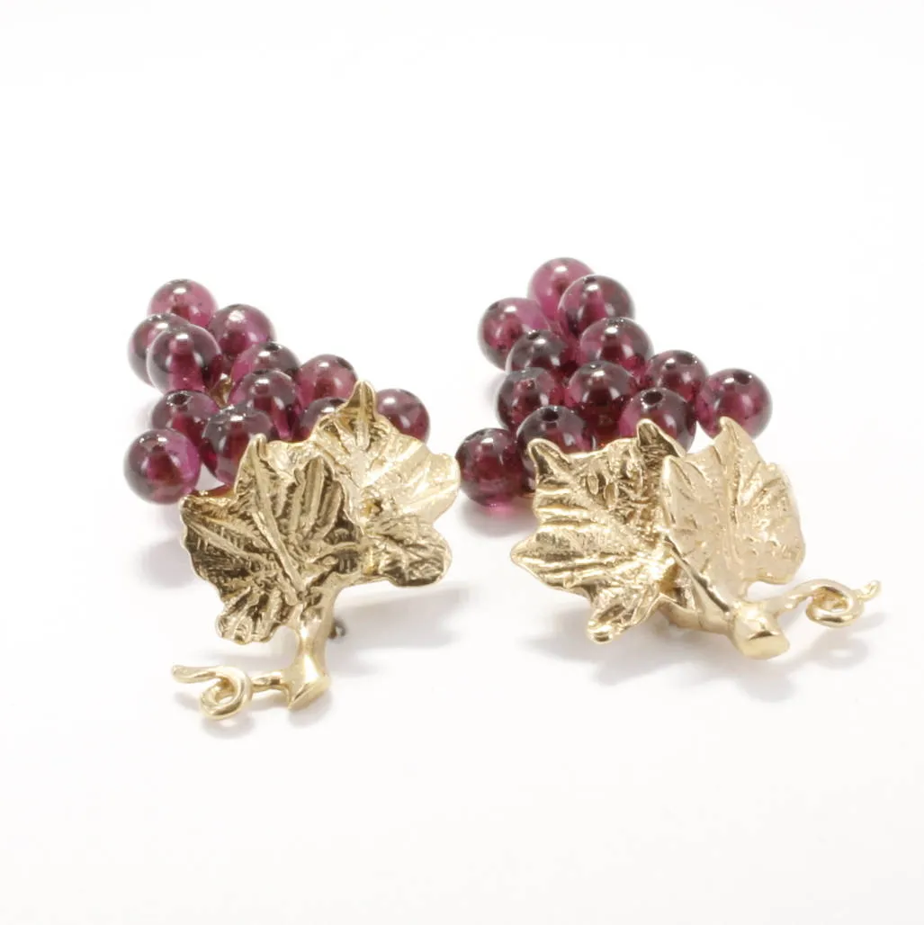 14kt. Gold Garnet Red Grape Cluster Earrings