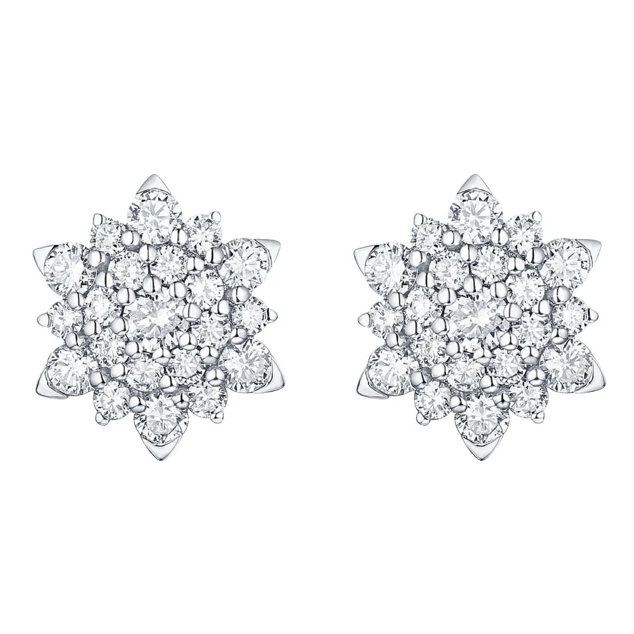 14KT WHITE GOLD  DIAMOND CLUSTER EARRINGS