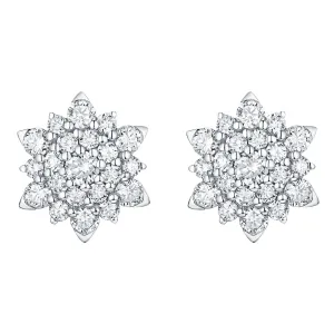 14KT WHITE GOLD  DIAMOND CLUSTER EARRINGS