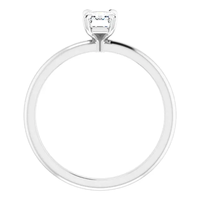 14KT White Gold solitaire engagement ring for 6X4mm emerald ...