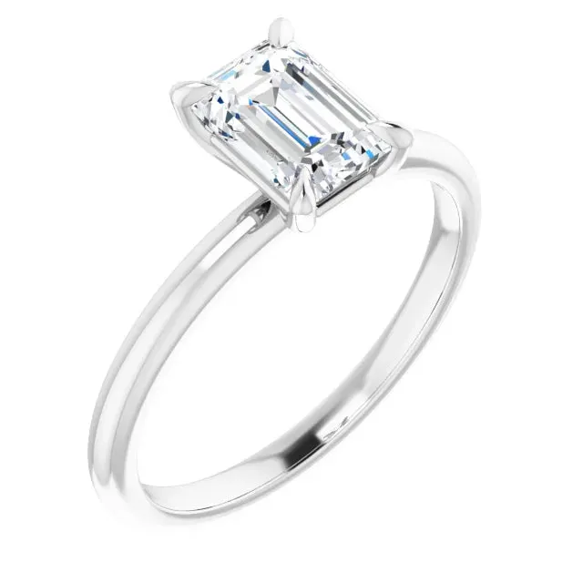 14KT White Gold solitaire engagement ring for 7X5mm emerald ...