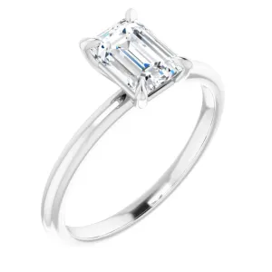 14KT White Gold solitaire engagement ring for 7X5mm emerald ...