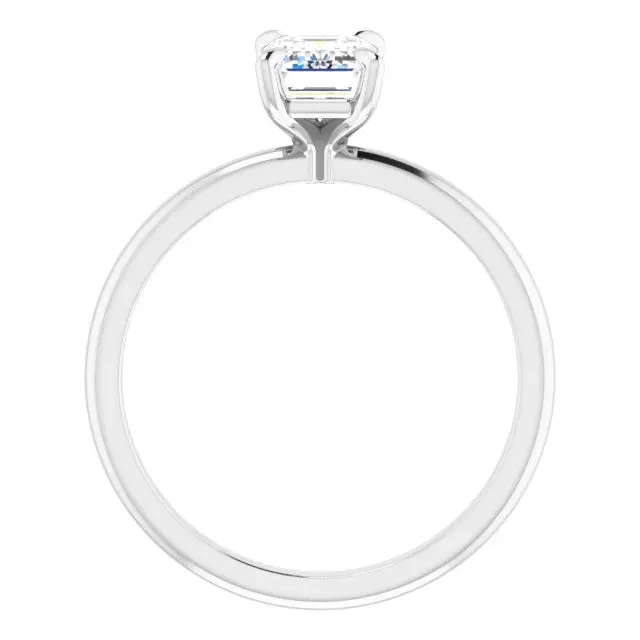 14KT White Gold solitaire engagement ring for 7X5mm emerald ...