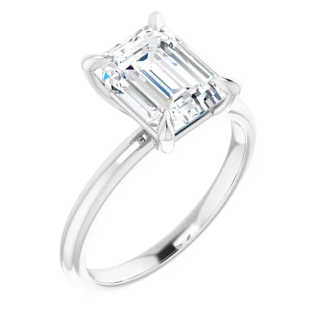 14KT White Gold solitaire engagement ring for 9X7mm emerald ...