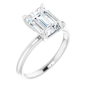 14KT White Gold solitaire engagement ring for 9X7mm emerald ...