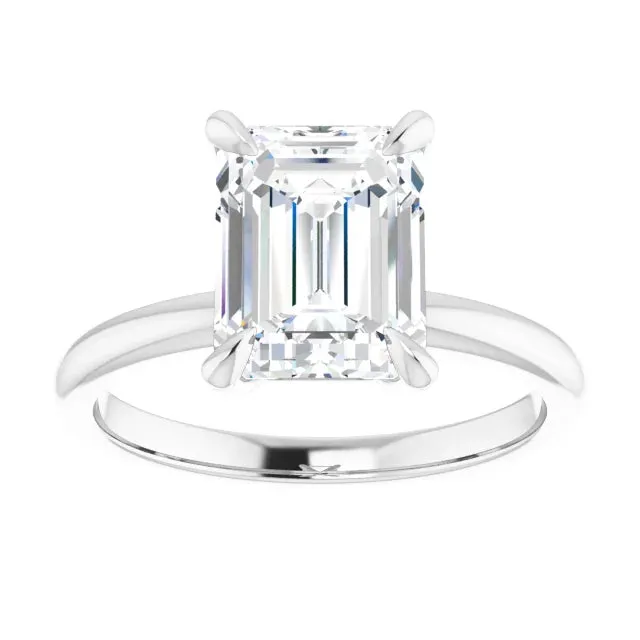14KT White Gold solitaire engagement ring for 9X7mm emerald ...