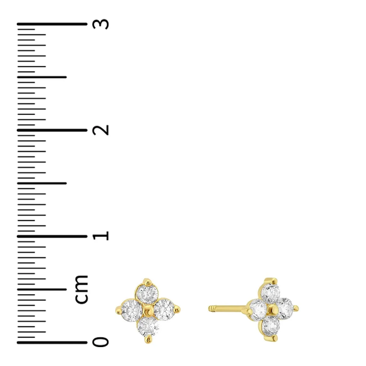 14KT Yellow Gold and Cubic Zirconia Stud Earrings