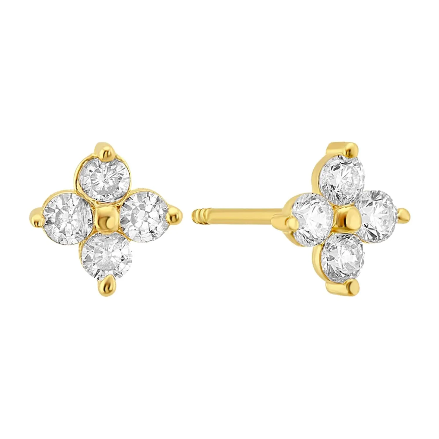 14KT Yellow Gold and Cubic Zirconia Stud Earrings