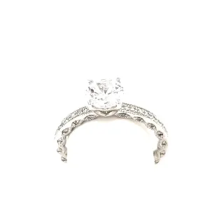 14KW Diamond Engagement Ring with scallop sides and milgrain edge