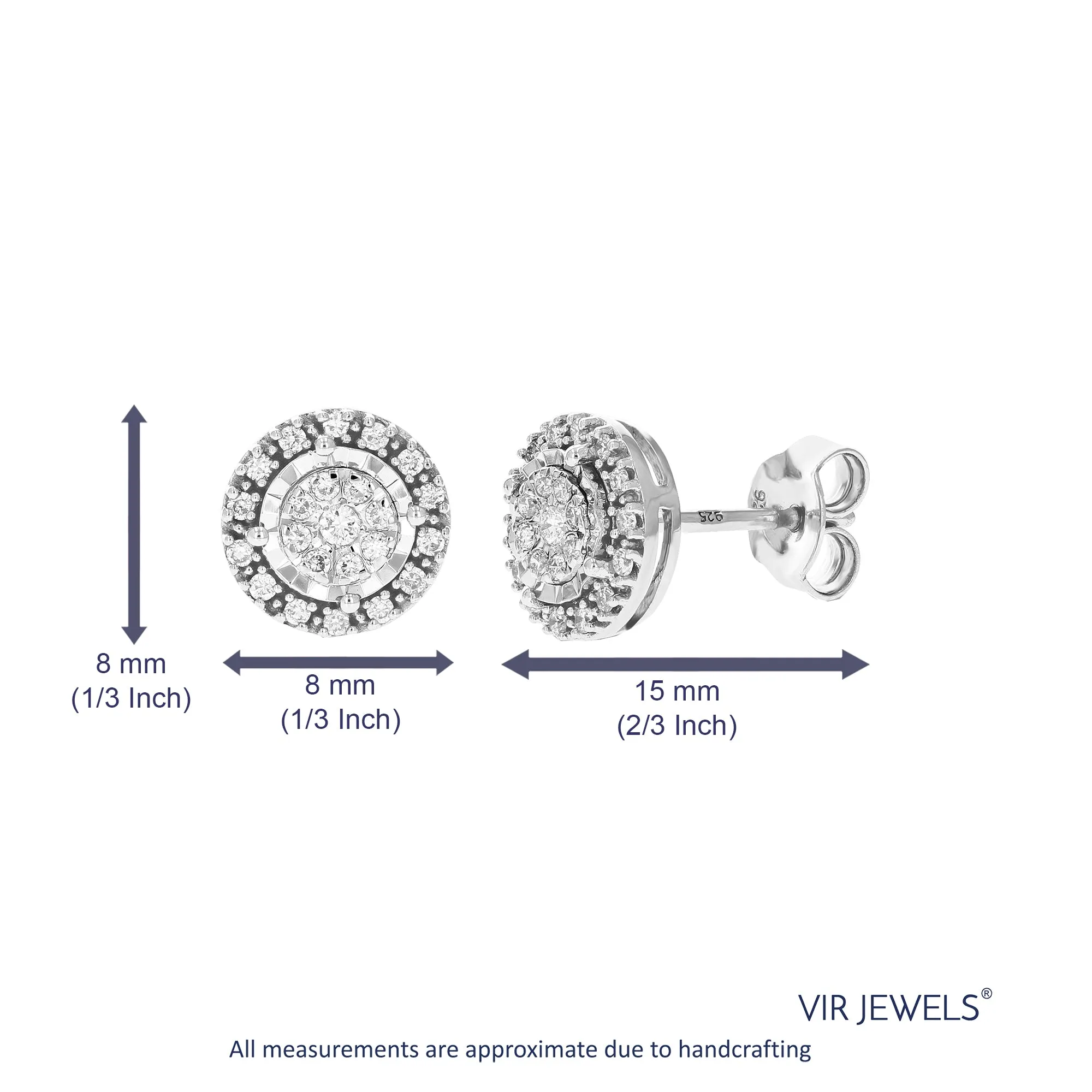 1/5 cttw Composite Diamond Stud Earrings in .925 Sterling Silver