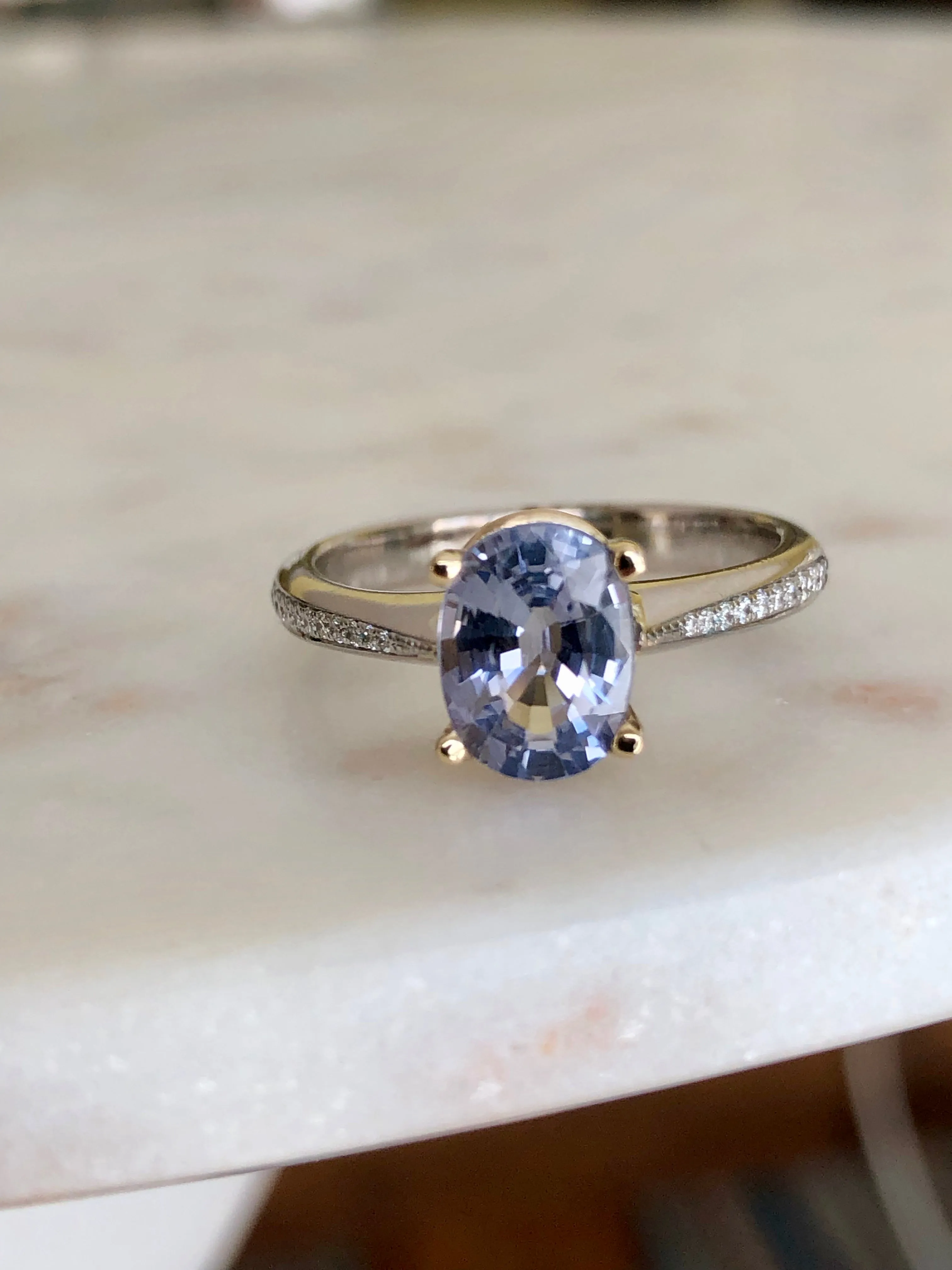 1.50 Carat Lilac Sapphire Solitaire Engagement Ring 18 Karat Gold