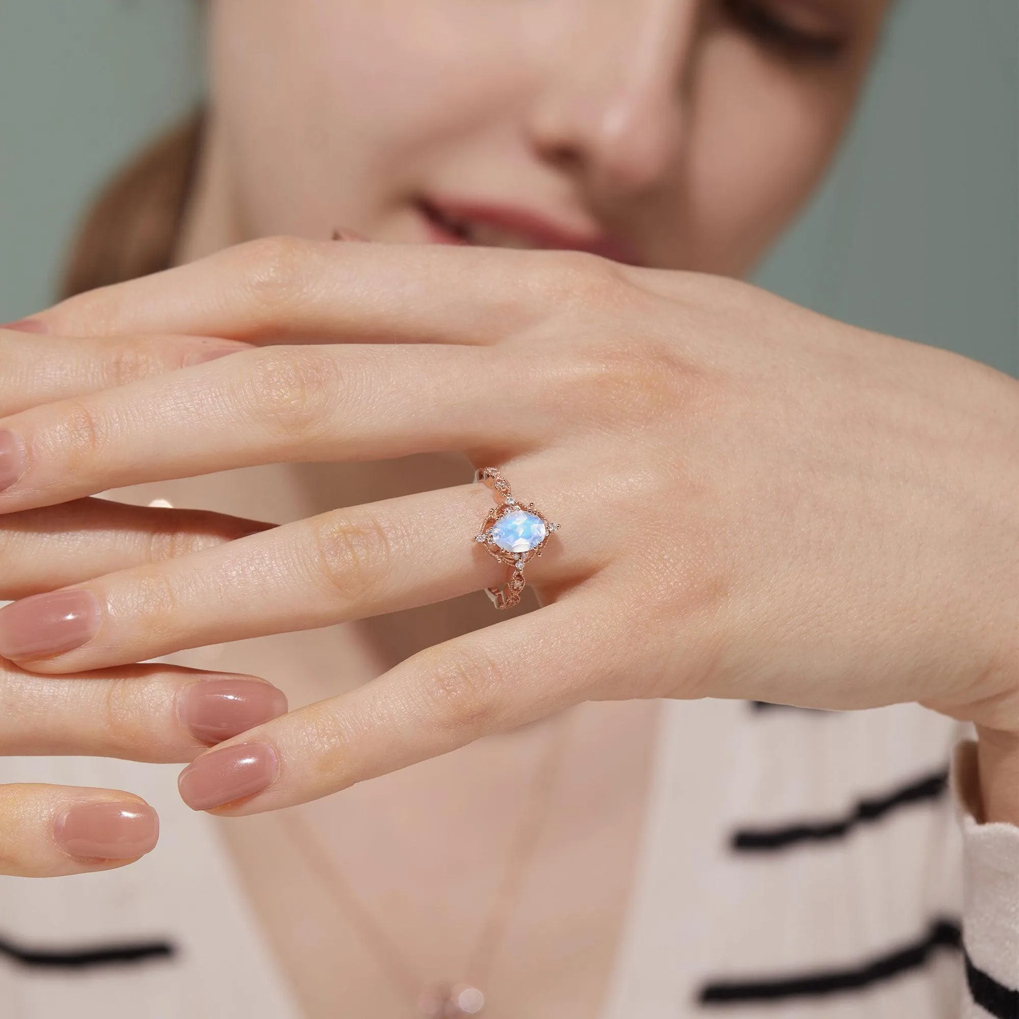1.5ct Lab Opal Signature Vintage Engagement Ring - The ‘Charlotte’ Ring