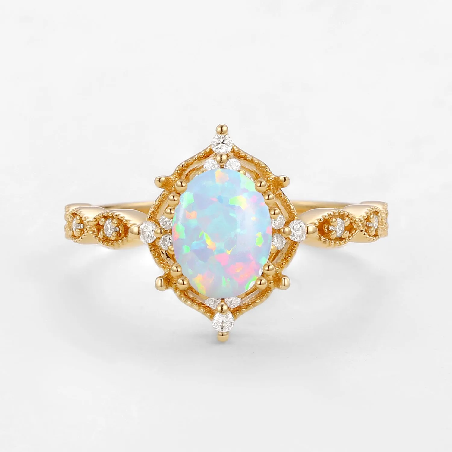 1.5ct Lab Opal Signature Vintage Engagement Ring - The ‘Charlotte’ Ring