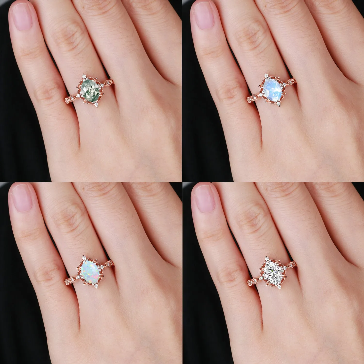 1.5ct Lab Opal Signature Vintage Engagement Ring - The ‘Charlotte’ Ring