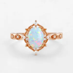 1.5ct Lab Opal Signature Vintage Engagement Ring - The ‘Charlotte’ Ring
