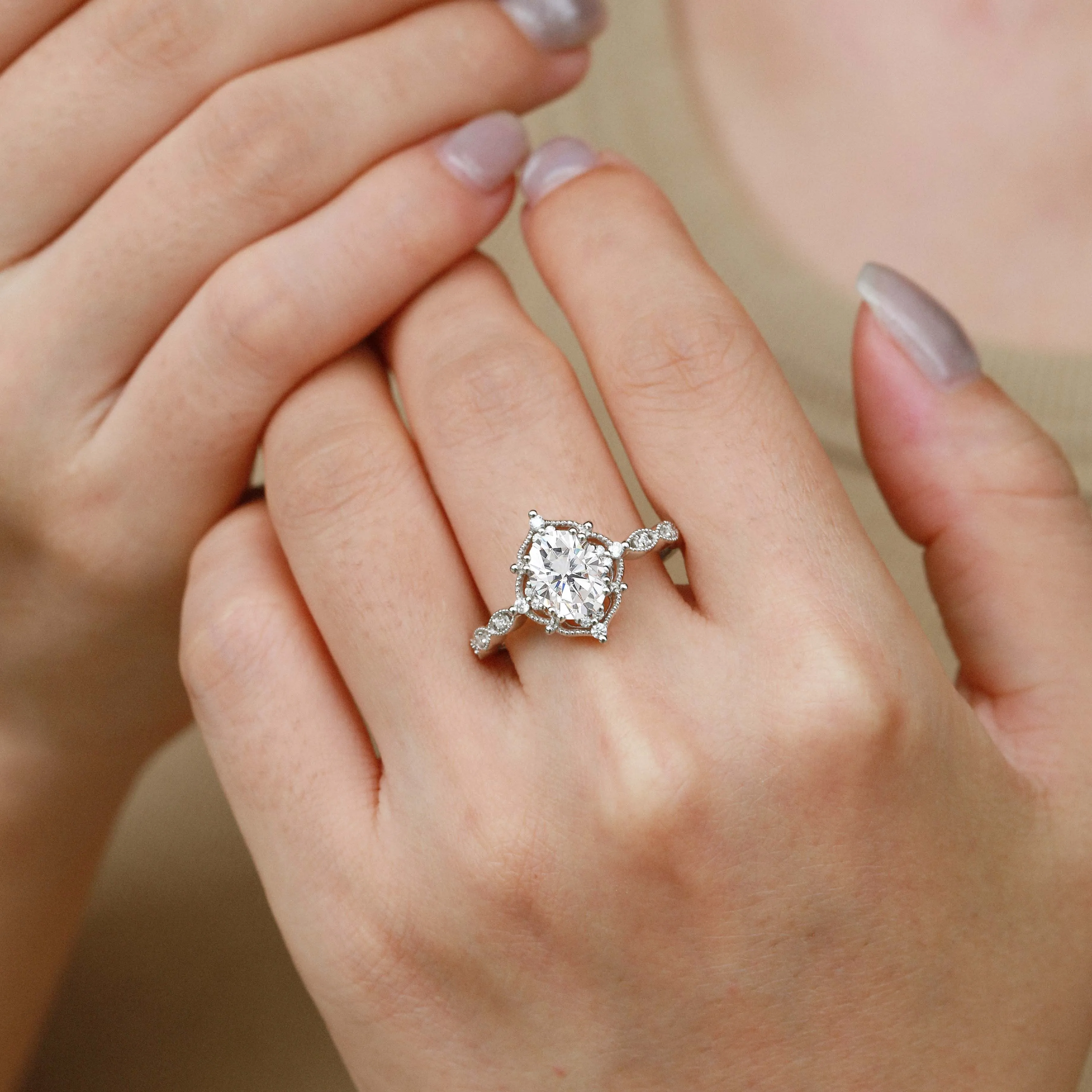 1.5ct Lab Opal Signature Vintage Engagement Ring - The ‘Charlotte’ Ring