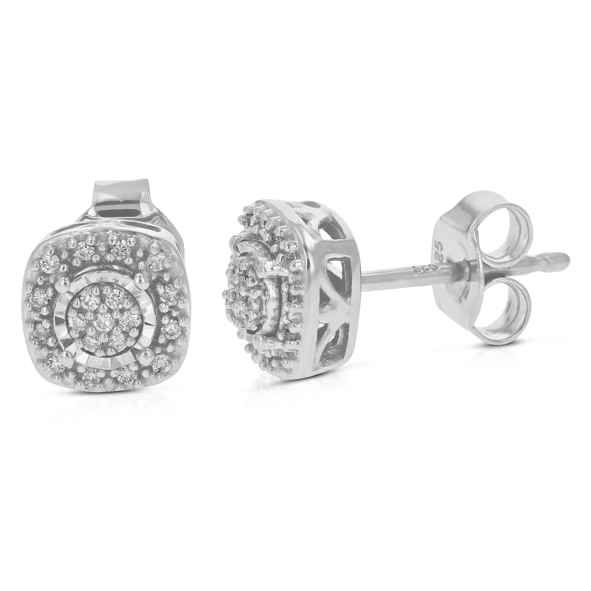 1/8 cttw Classic Diamond Stud Earrings in .925 Sterling Silver