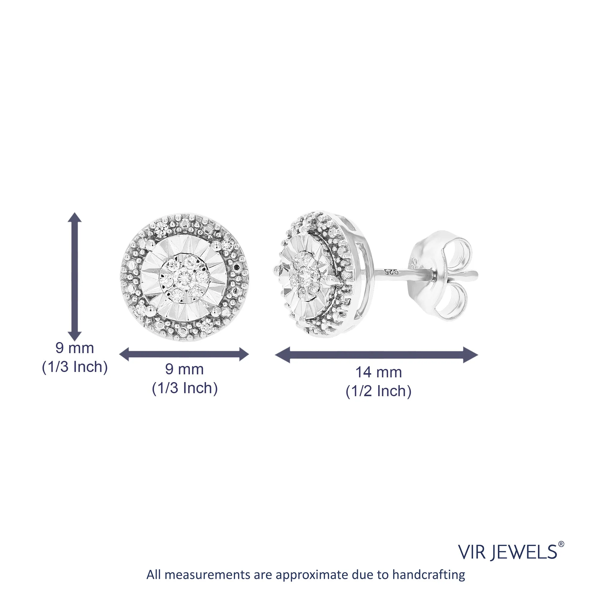1/8 cttw Composite Diamond Stud Earrings in .925 Sterling Silver