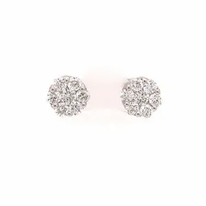 18K Diamond Cluster Earrings White Gold