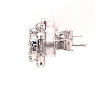 18K Diamond Cluster Earrings White Gold