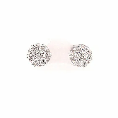18K Diamond Cluster Earrings White Gold