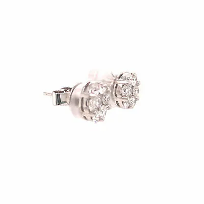 18K Diamond Cluster Earrings White Gold