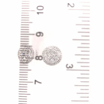 18K Diamond Cluster Earrings White Gold