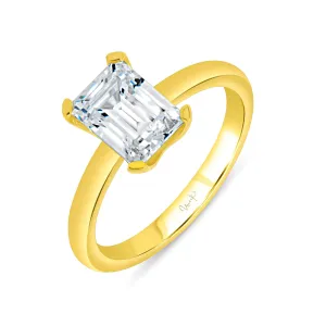 18K Gold Emerald Cut Solitaire Engagement Ring