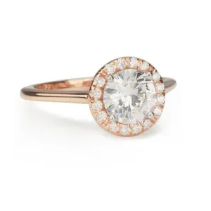 18K Rose Gold and Platinum Halo Ring Mount