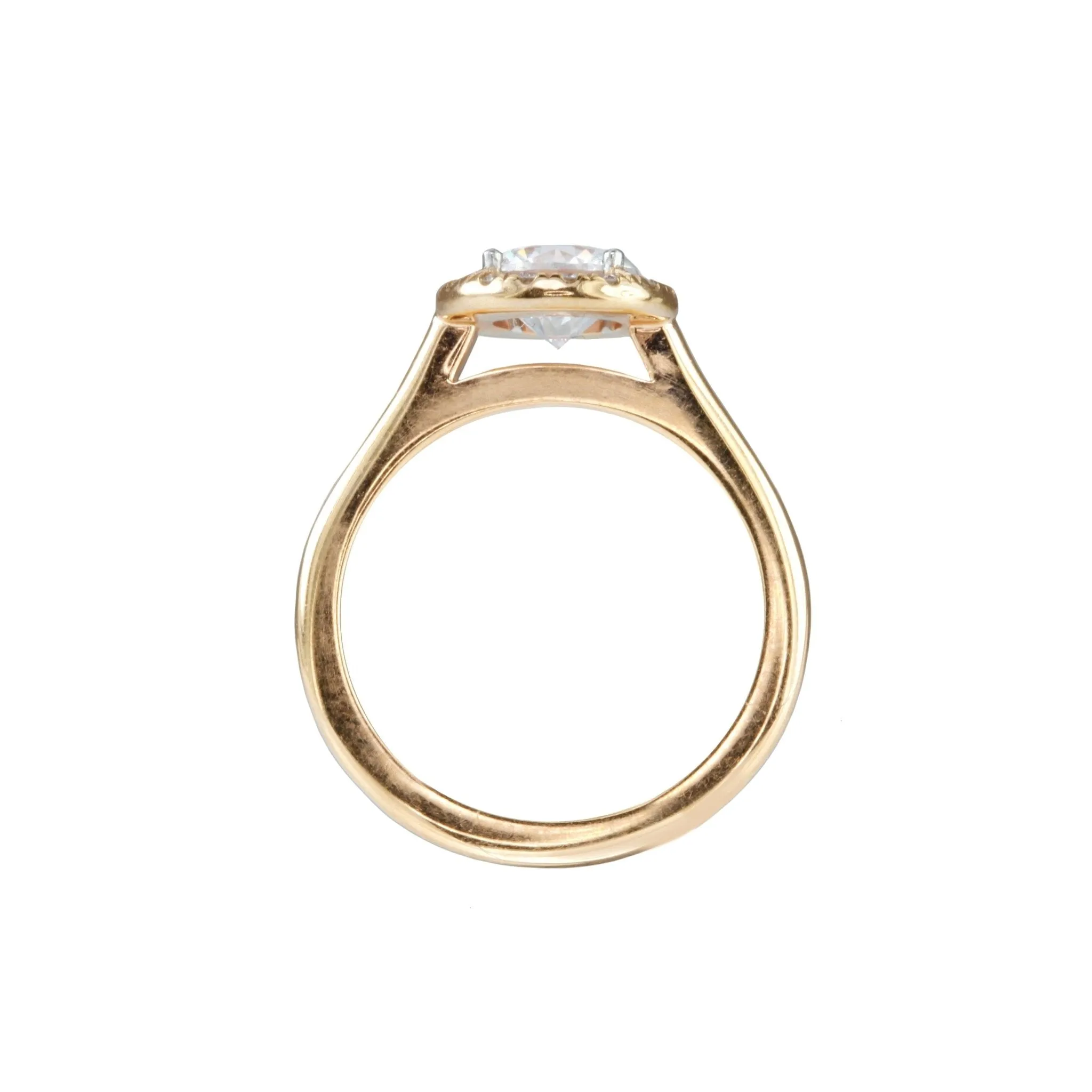 18K Rose Gold and Platinum Halo Ring Mount