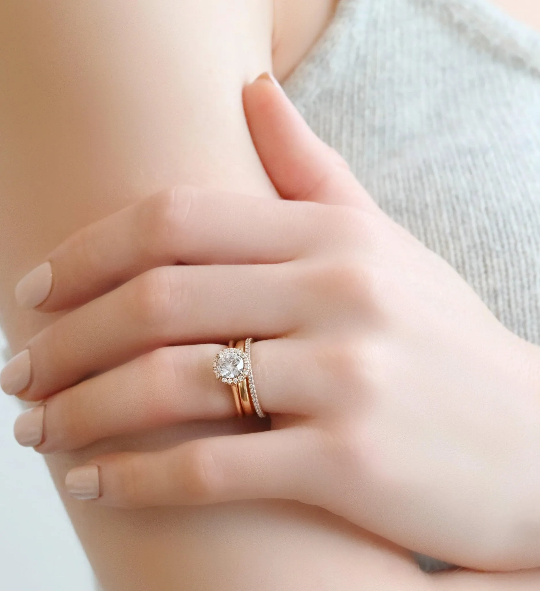 18K Rose Gold and Platinum Halo Ring Mount