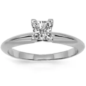 18K Solid White Gold Diamond Solitaire Engagement Ring 0.54 Ctw