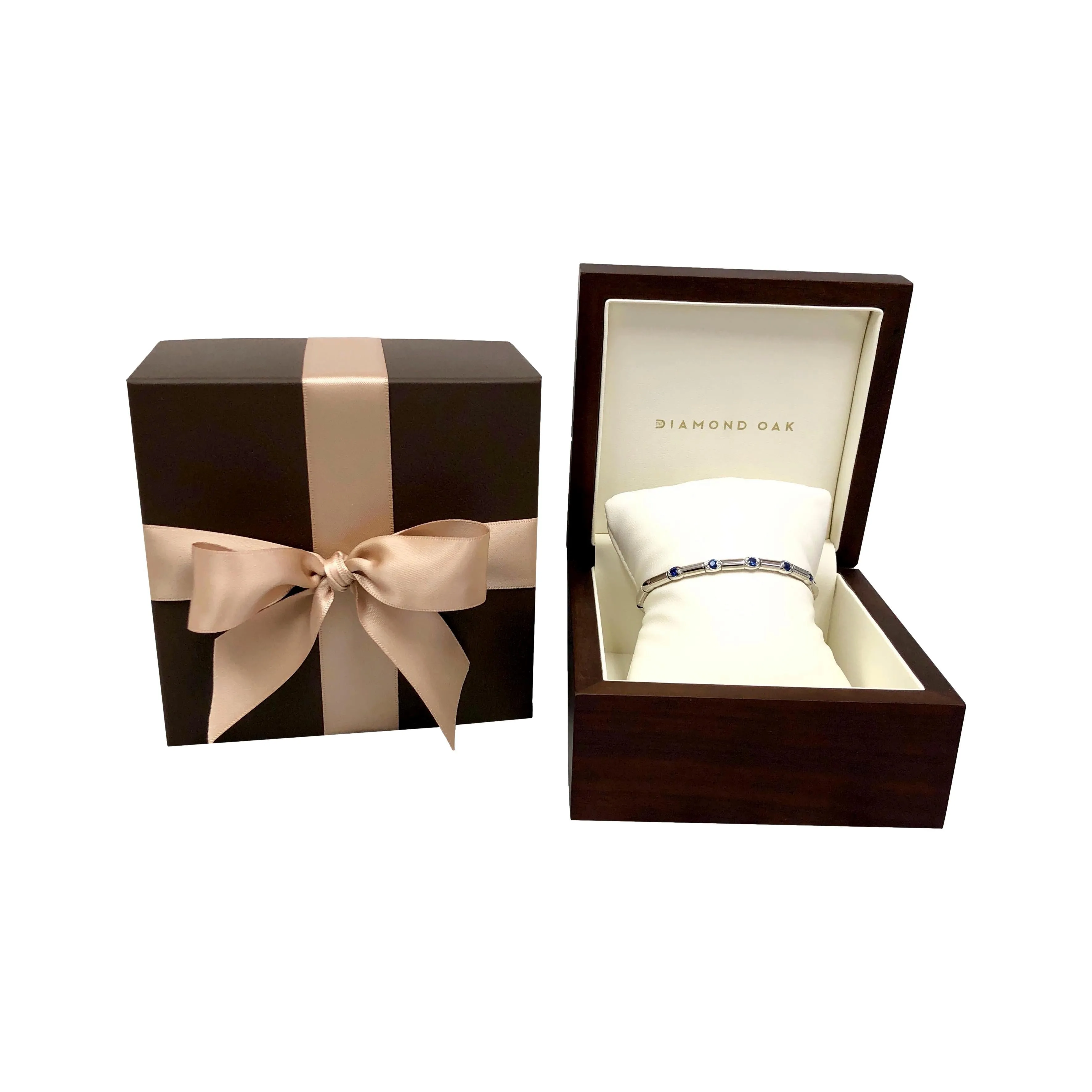 18K White Gold 5 Stone .50ct Sapphire Bangle Bracelet