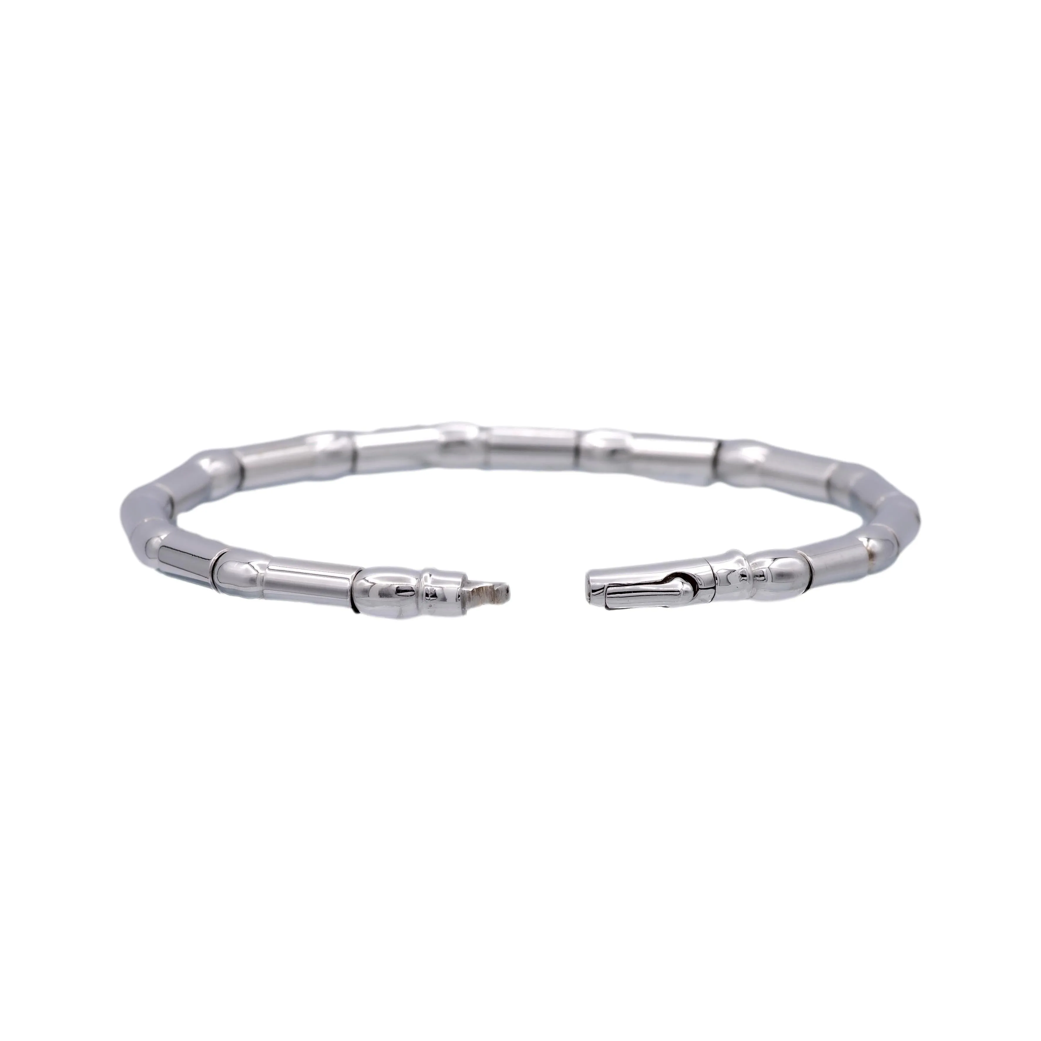 18K White Gold 5 Stone .50ct Sapphire Bangle Bracelet